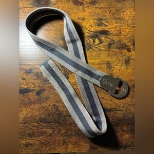 Gucci Gray Striped Fabric Belt with Silver Buckle